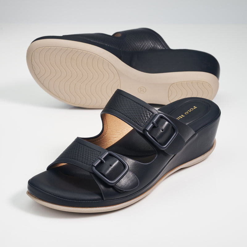 Load image into Gallery viewer, Ladies Two Band Wedges Sandals
