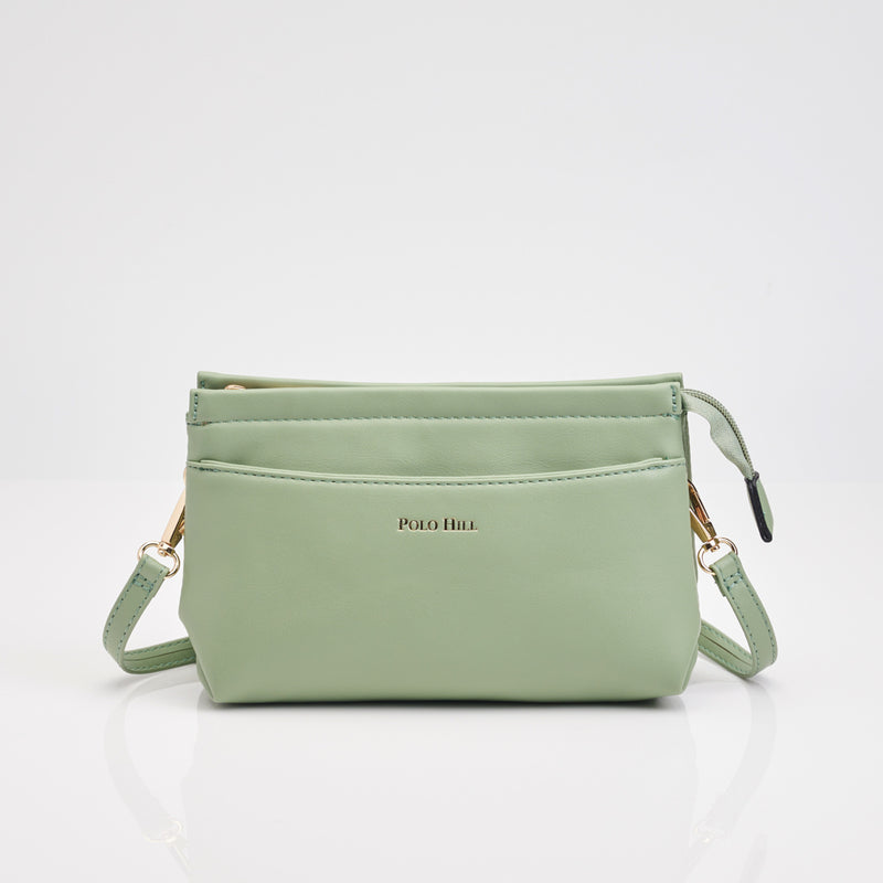 Load image into Gallery viewer, Single Zip Double Compartment Wristlet Clutch with Shoulder Strap
