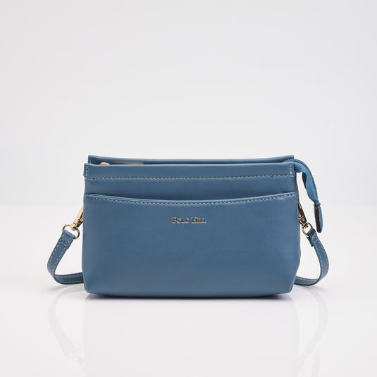 Single Zip Double Compartment Wristlet Clutch with Shoulder Strap