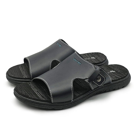 Contrasted Band Slide Sandals