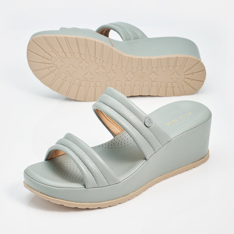 Load image into Gallery viewer, Ladies Two Band Wedges Sandal
