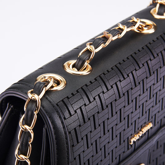 Rosette Flap Chain Sling Bag