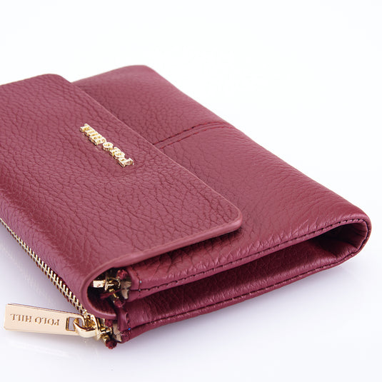 Genuine Leather Flap Short Purse Wallet