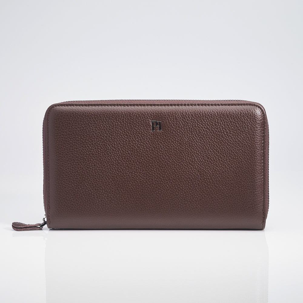 Men Genuine Leather Bifold Long Wallet with Gift Box