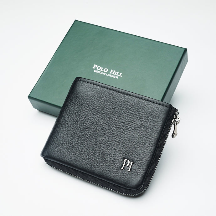 Men Genuine Leather Bifold Wallet with Gift Box