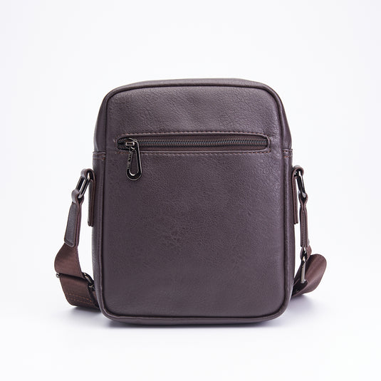 Faux Leather Flap Crossbody Sling Bag Brown