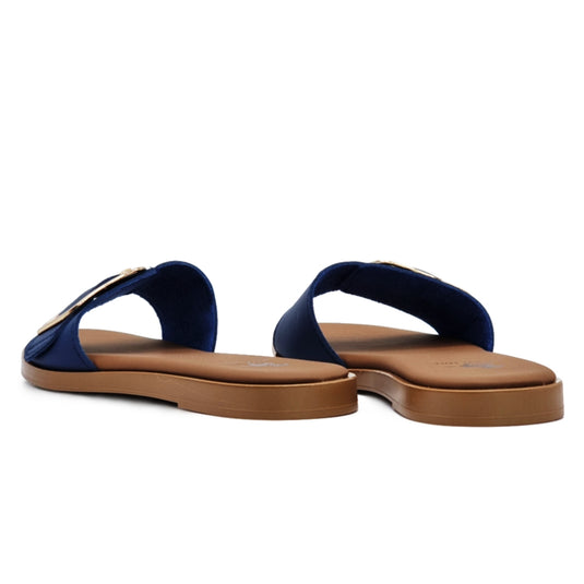 Buckle Strap Slide Flat Sandals