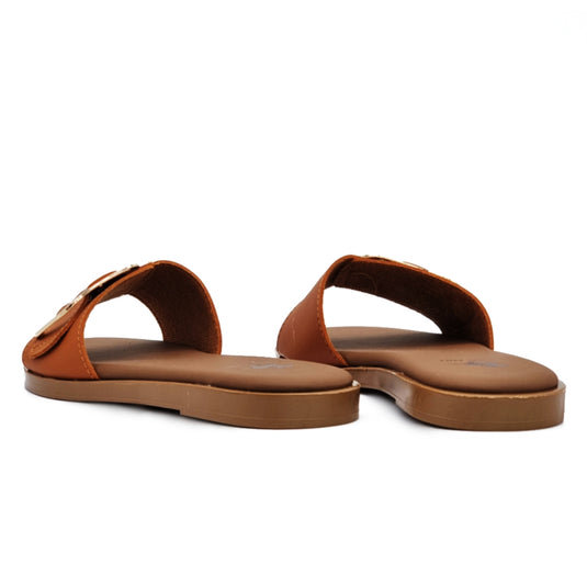 Buckle Strap Slide Flat Sandals