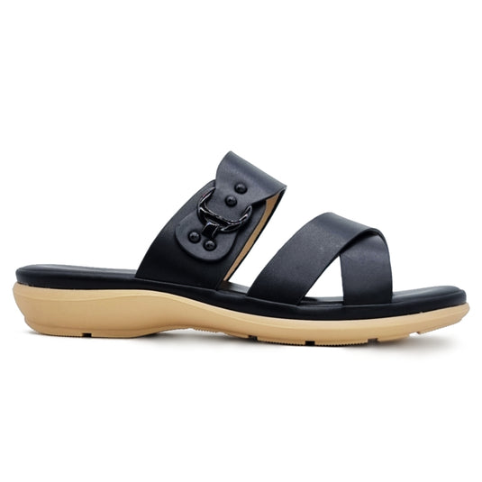 Cross Vamp Slip On Wedge Sandals