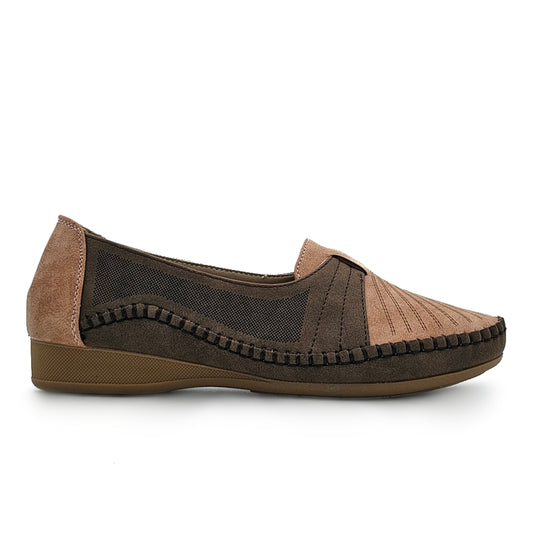 Contrast Vamp Belt Slip On Loafers Shoes