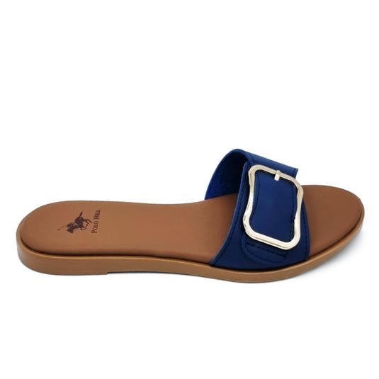 Buckle Strap Slide Flat Sandals