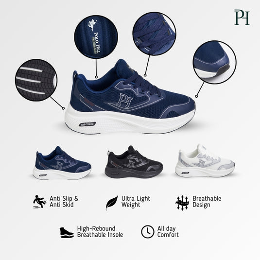POLO HILL Men Lace Up Athleisure Knit Sneakers PMSA-MS4257