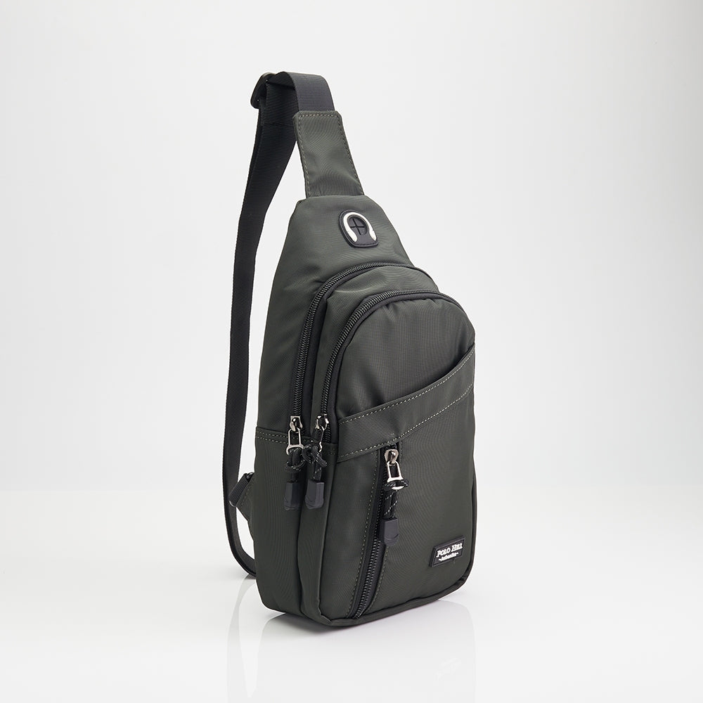 POLO HILL Mens Water Resistant Nylon Crossbody Chest Bag C-PHSB-1750