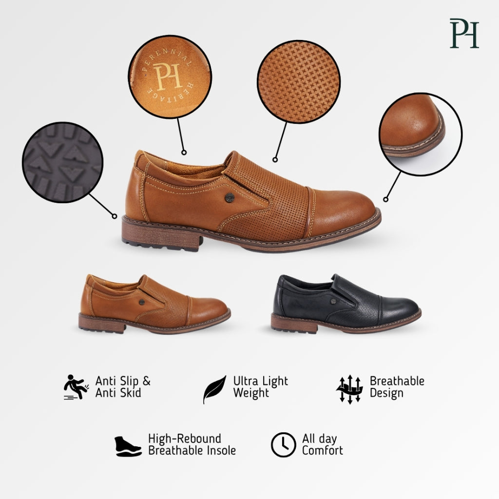 PERENNIAL HERITAGE Men Genuine Leather Slip On Comfort Shoes PMSL-MGS4267