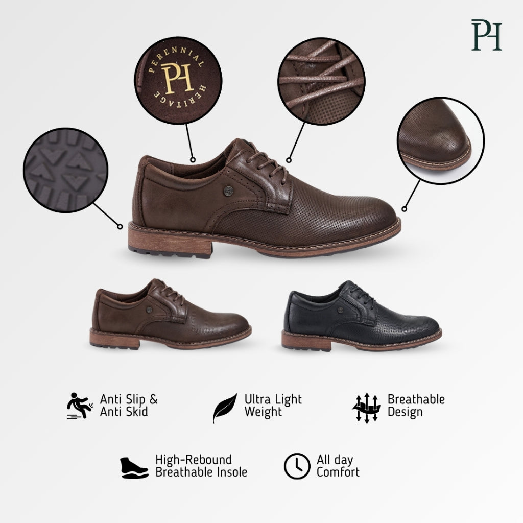 PERENNIAL HERITAGE Men Genuine Leather Lace Up Comfort Shoes PMSL-MGS4268