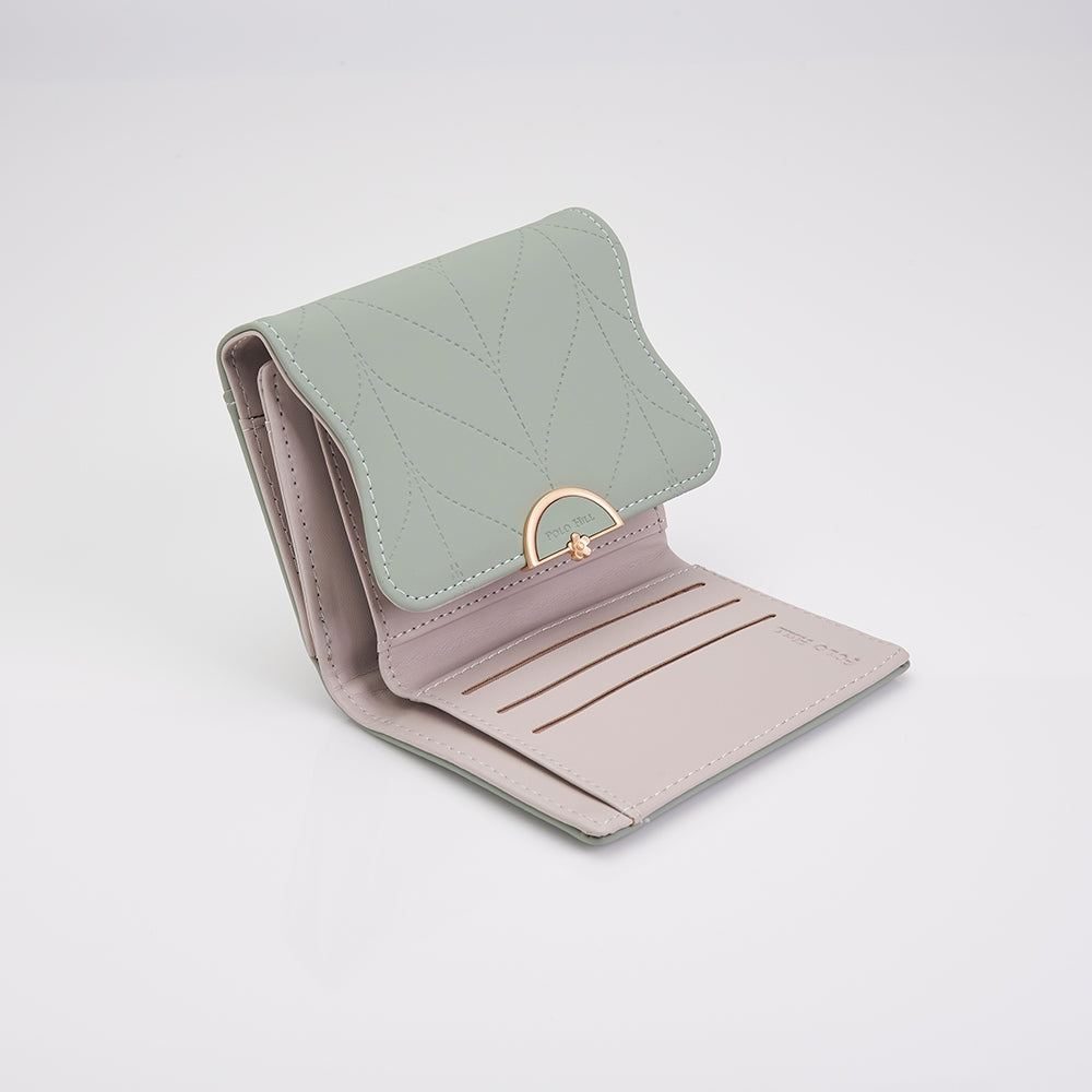 POLO HILL Ladies Leaf Inspired Stitching Tri-Fold Wallet PW120