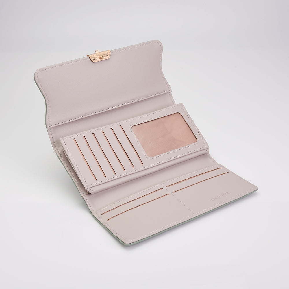 POLO HILL Ladies Leaf Inspired Stitching Long Wallet PW119