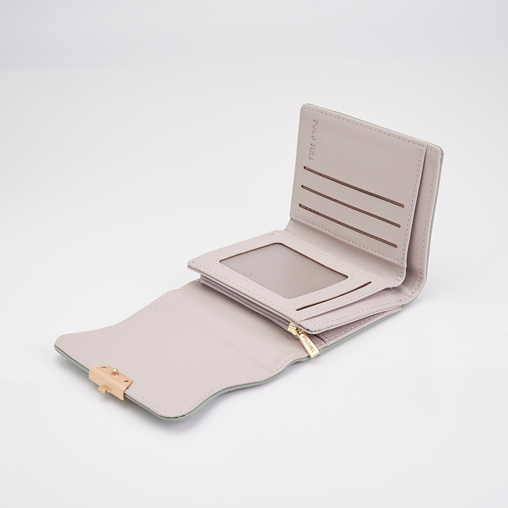 POLO HILL Ladies Leaf Inspired Stitching Tri-Fold Wallet PW120
