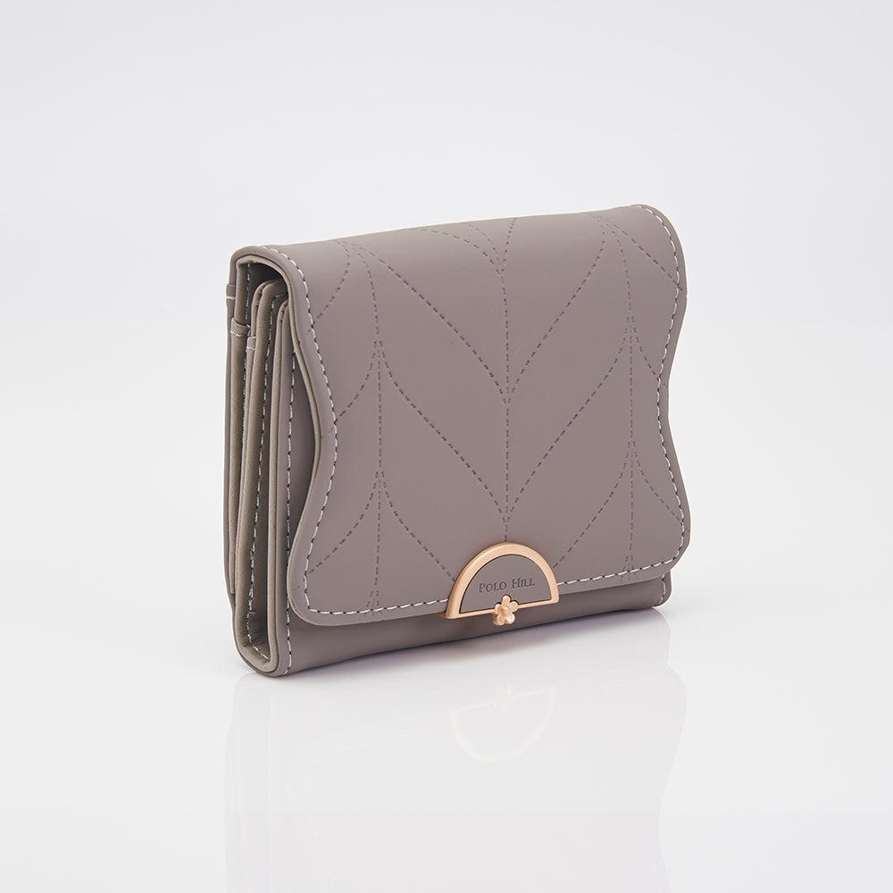 POLO HILL Ladies Leaf Inspired Stitching Tri-Fold Wallet PW120