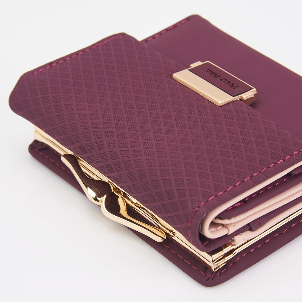 Polo Hill Ladies Tri-Fold with Kiss Lock Coin Pouch Purse PW116
