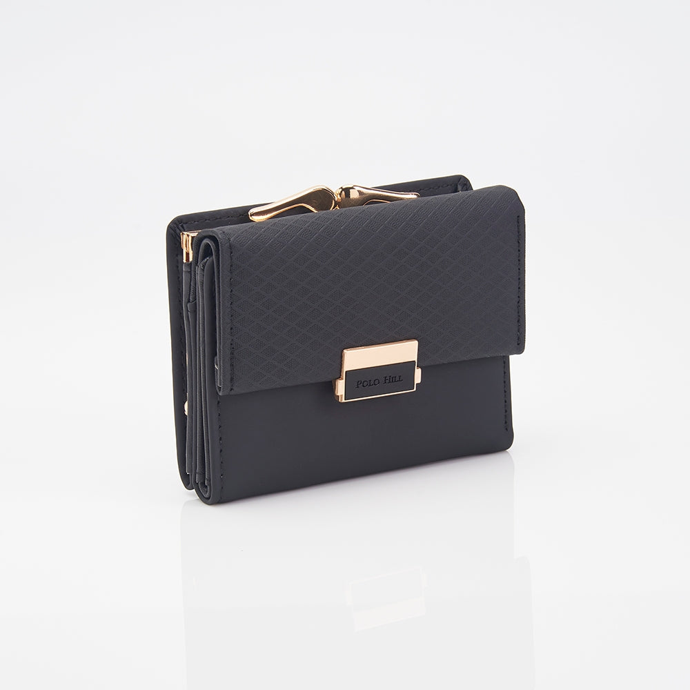 Polo Hill Ladies Tri-Fold with Kiss Lock Coin Pouch Purse PW116