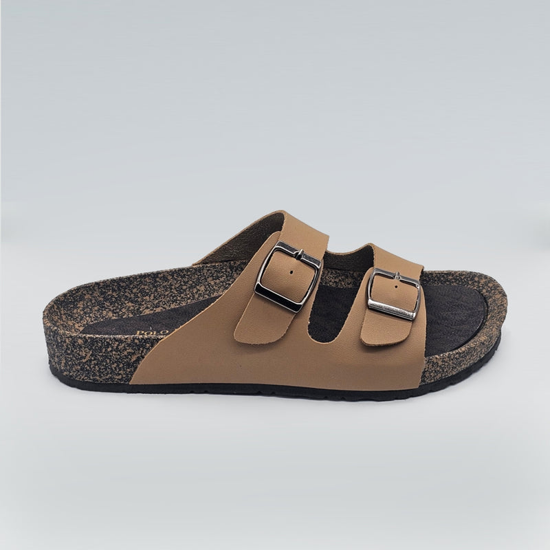 Load image into Gallery viewer, Ladies Two Band Cork Sole Sandals
