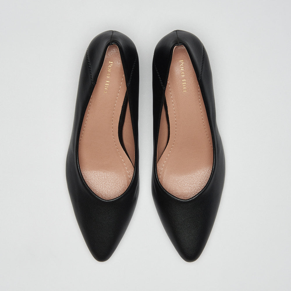 Mid Block Heels Pointed Court Shoes