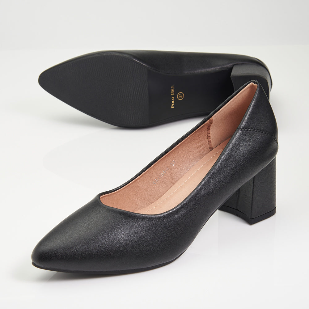 Mid Block Heels Pointed Court Shoes
