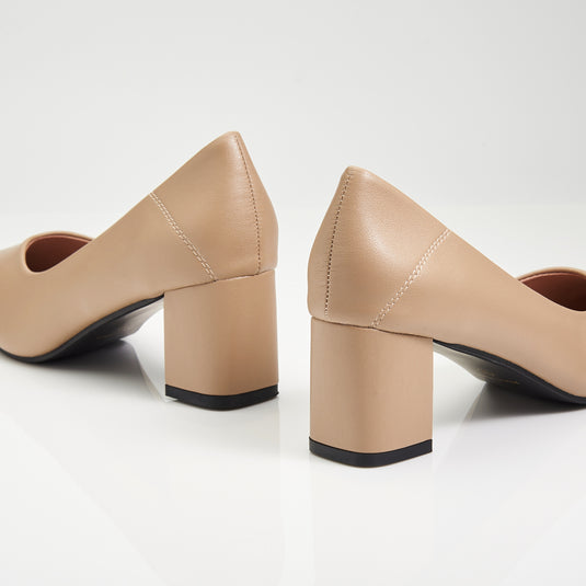Mid Block Heels Pointed Court Shoes