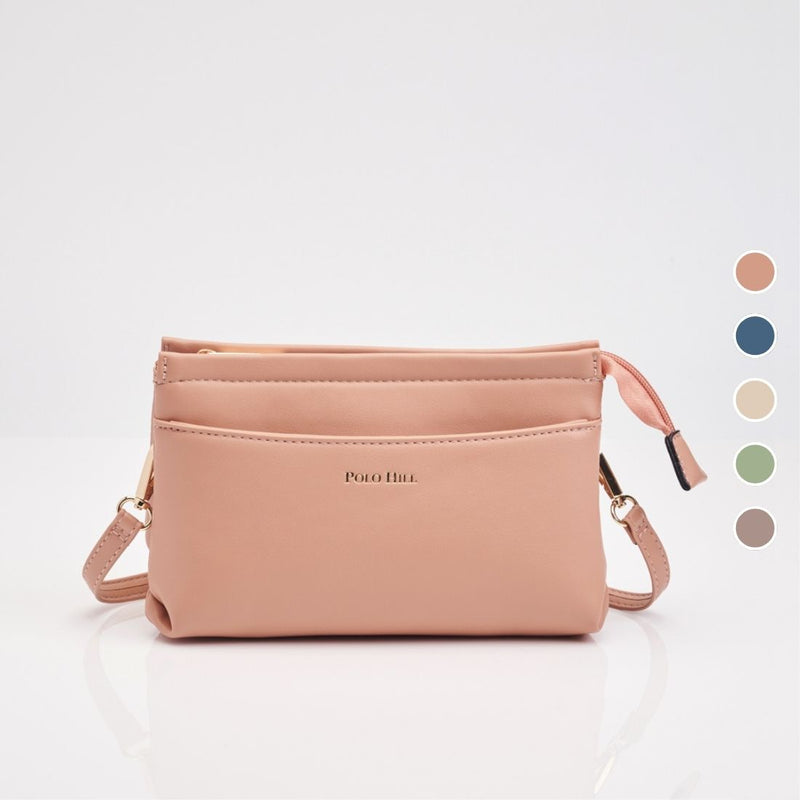 Load image into Gallery viewer, Single Zip Double Compartment Wristlet Clutch with Shoulder Strap
