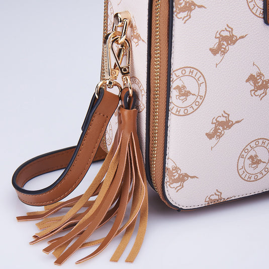 Monogram Dual Zip Crossbody Sling Bag