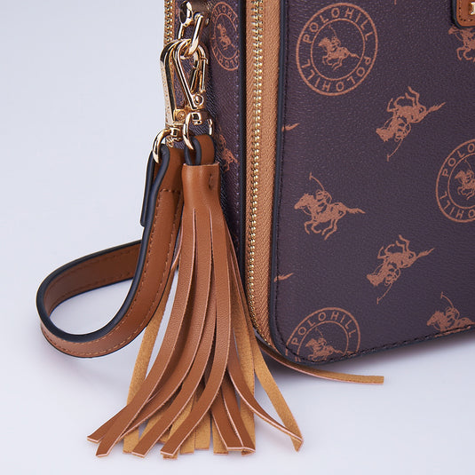 Monogram Dual Zip Crossbody Sling Bag