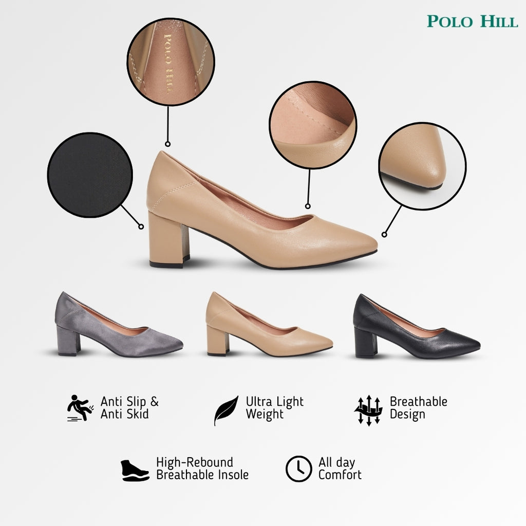 Mid Block Heels Pointed Court Shoes