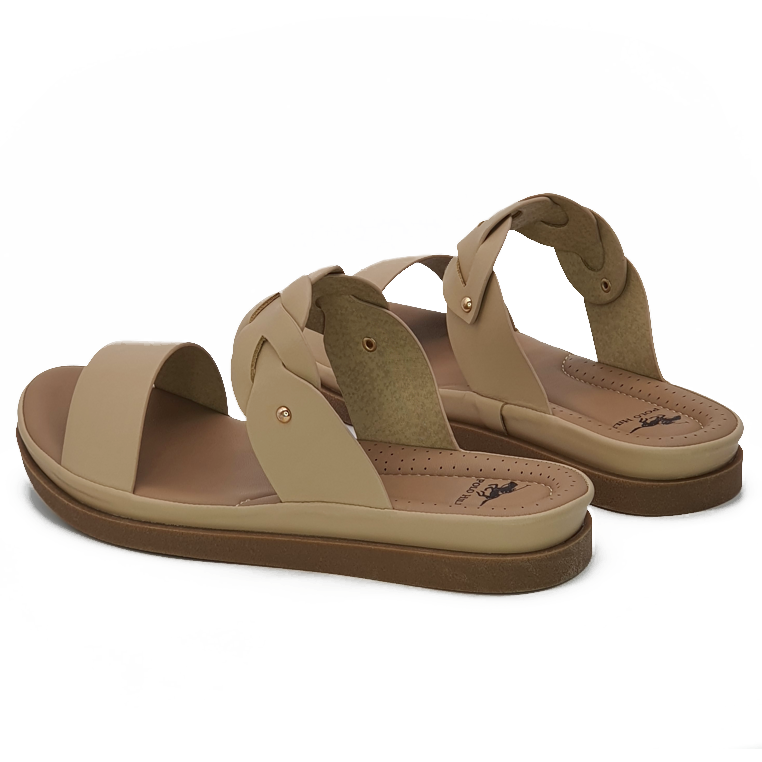 Two Strap Wide Base Slide Sandals