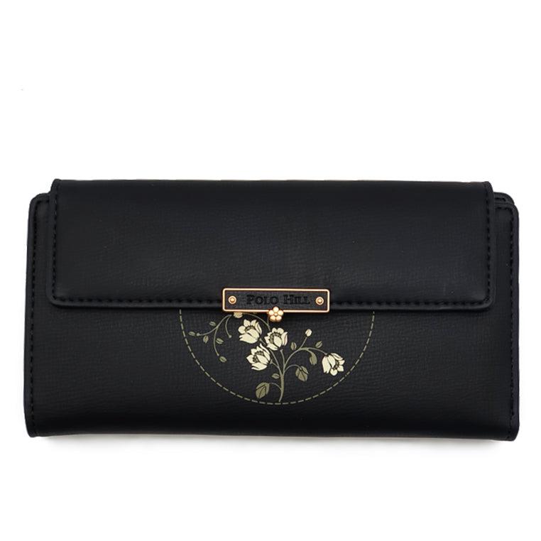 Long Snap Button Bi-Fold Wallet