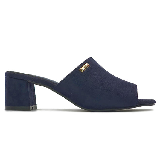 Faux Suede Peep Toe Mid-Heeled Mules