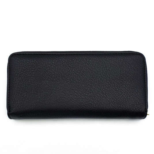 Long Snap Button Bi-Fold Wallet with Zipper