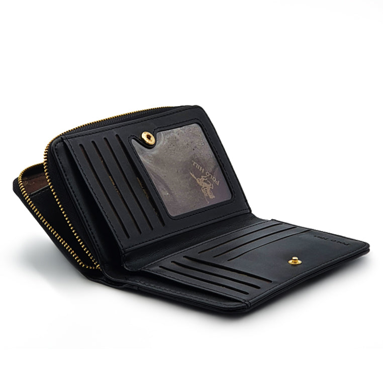 Snap Button Bi-Fold Wallet with Zipper