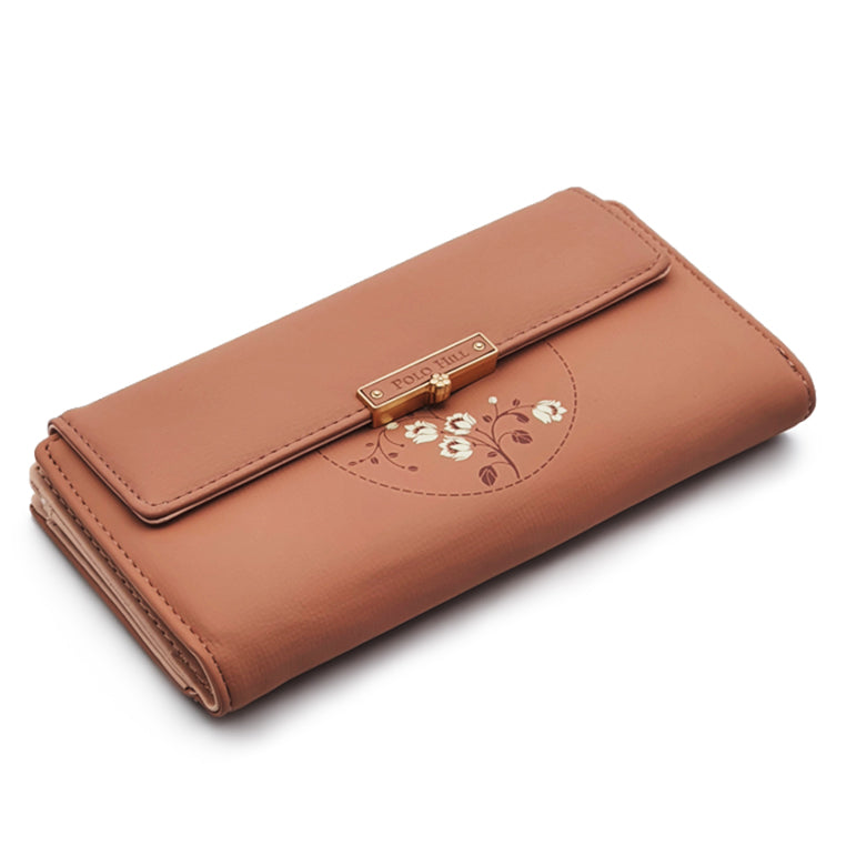 Long Snap Button Bi-Fold Wallet