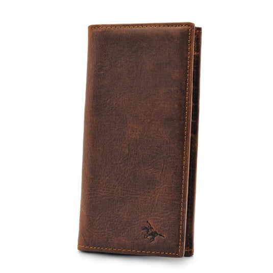 Mens Long Genuine Leather BiFold Wallet with Coin Compartment