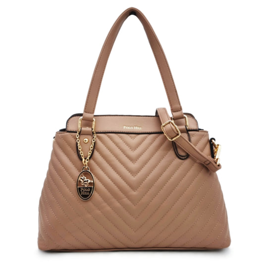 Chevron Quilted Double Handle Shoulder Bag