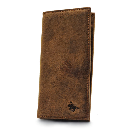 Mens Long Genuine Leather BiFold Wallet with Coin Compartment