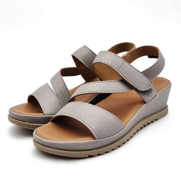 Hook Loop Strap Wedge Sandals