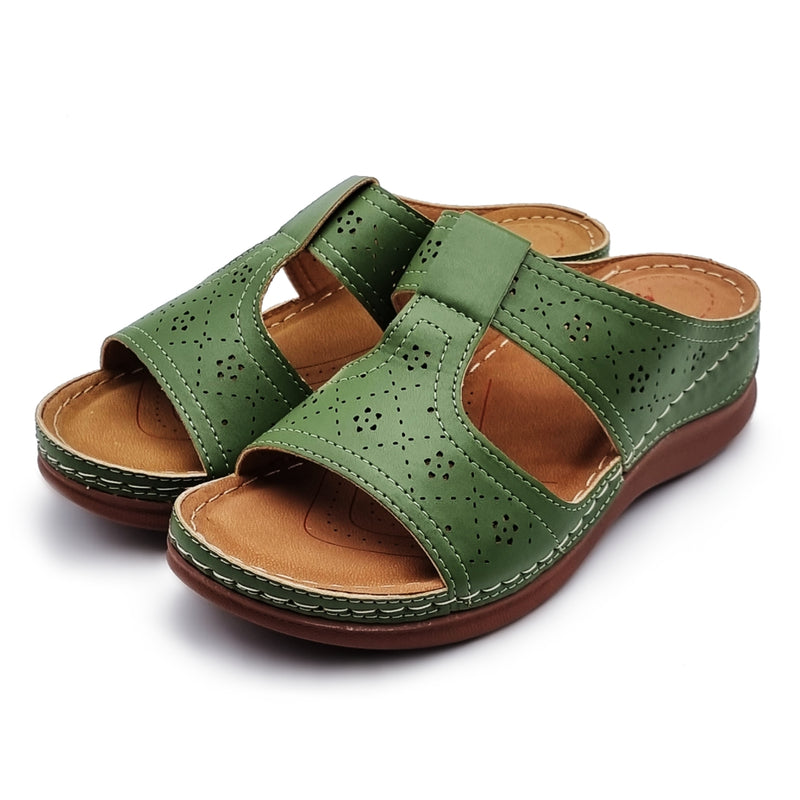 Load image into Gallery viewer, Perforated Cut Out Wedge Sandals
