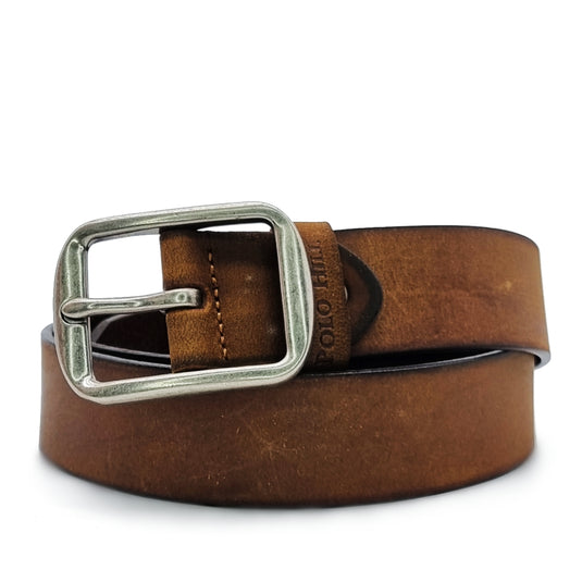 Genuine Textured Leather Buckle Pin Belt