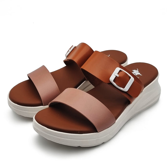 Contrast Buckle Strap Wedge Sandals