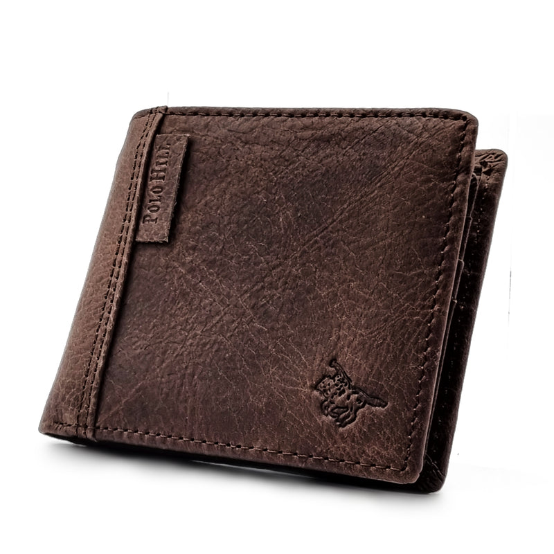 Load image into Gallery viewer, Copy of Genuine Leather Side Label Bi-Fold Wallet - Zip Pocket
