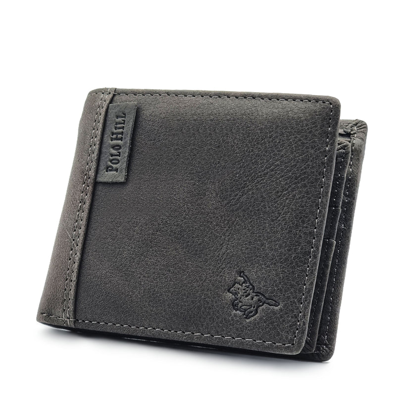 Load image into Gallery viewer, Copy of Genuine Leather Side Label Bi-Fold Wallet - Zip Pocket
