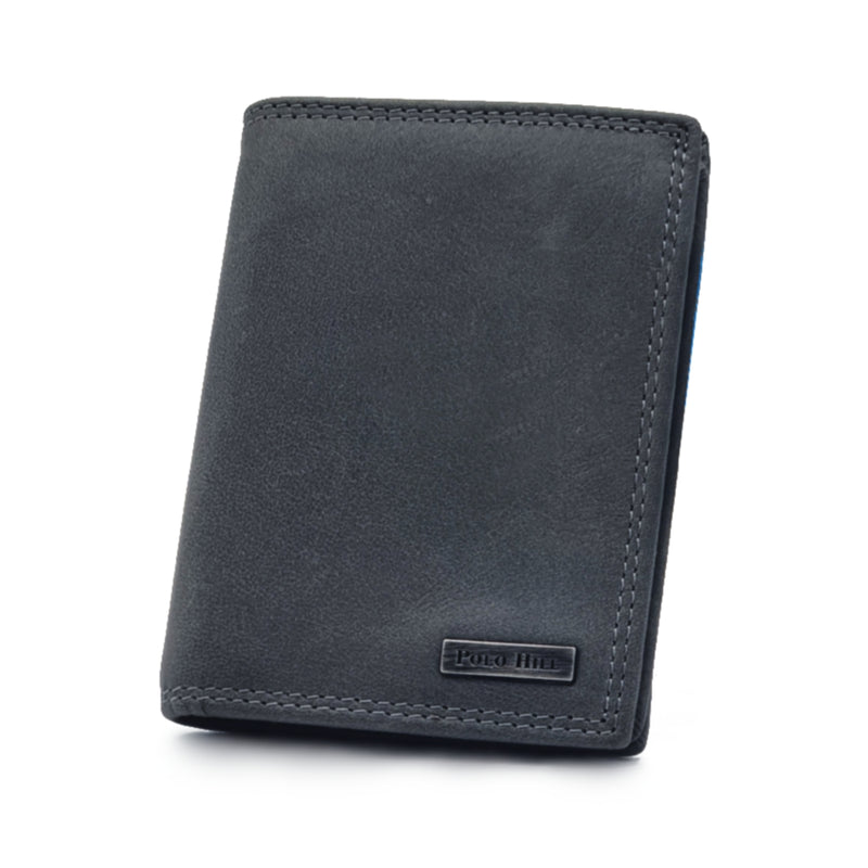 Load image into Gallery viewer, Genuine Leather Black RFID Protected Small BiFold Wallet
