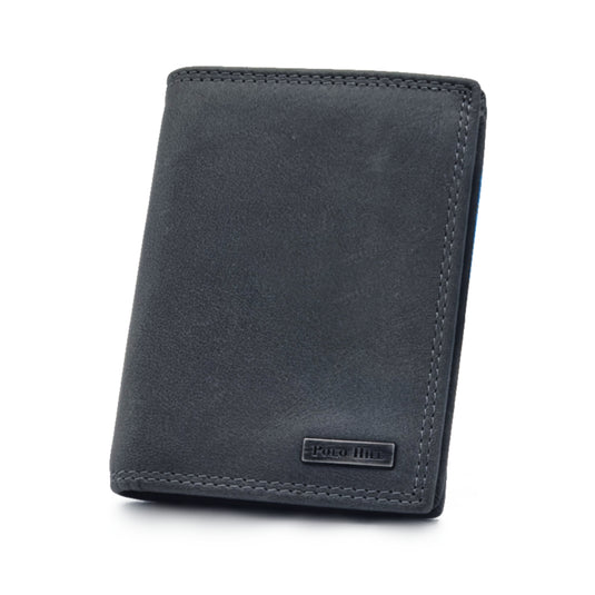 Genuine Leather Black RFID Protected Small BiFold Wallet